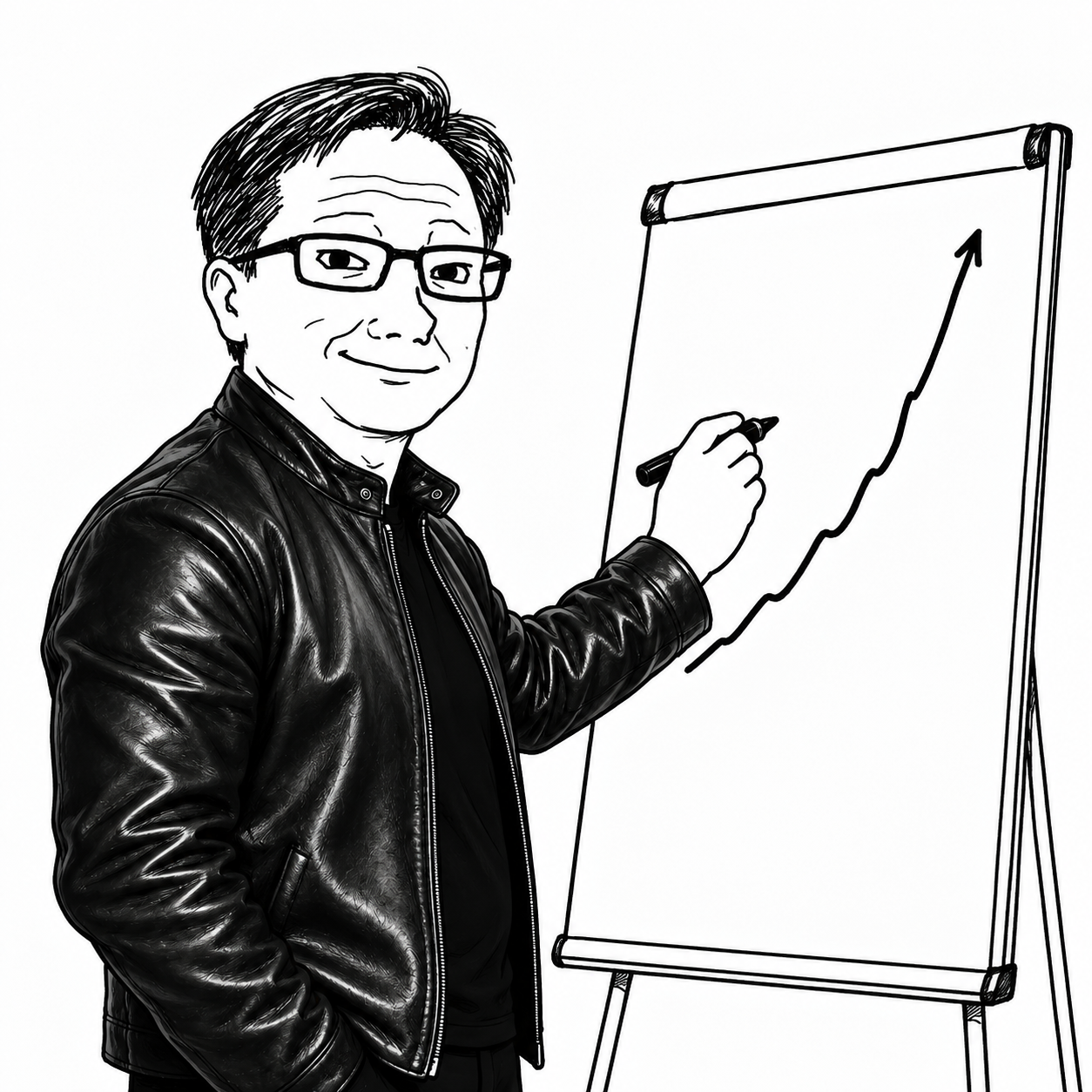 Jensen drawing a violently rising chart